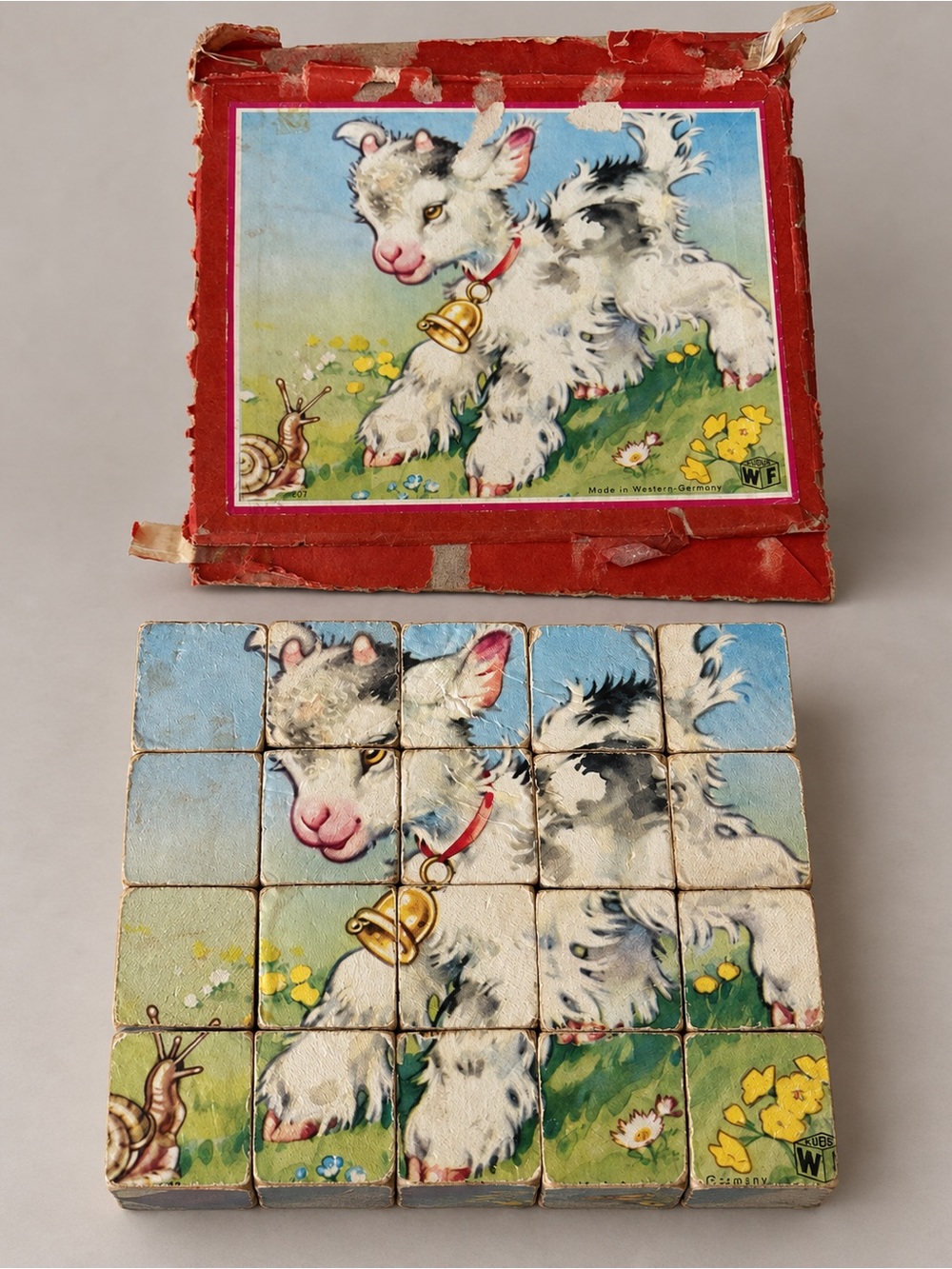 Vintage Kubus WF West German Animal Picture Cube Puzzle